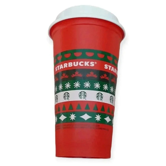 Starbucks 2013 Red Christmas  Winter Reusable Plastic Cup Tumbler With Lid 16 oz - Picture 2 of 7